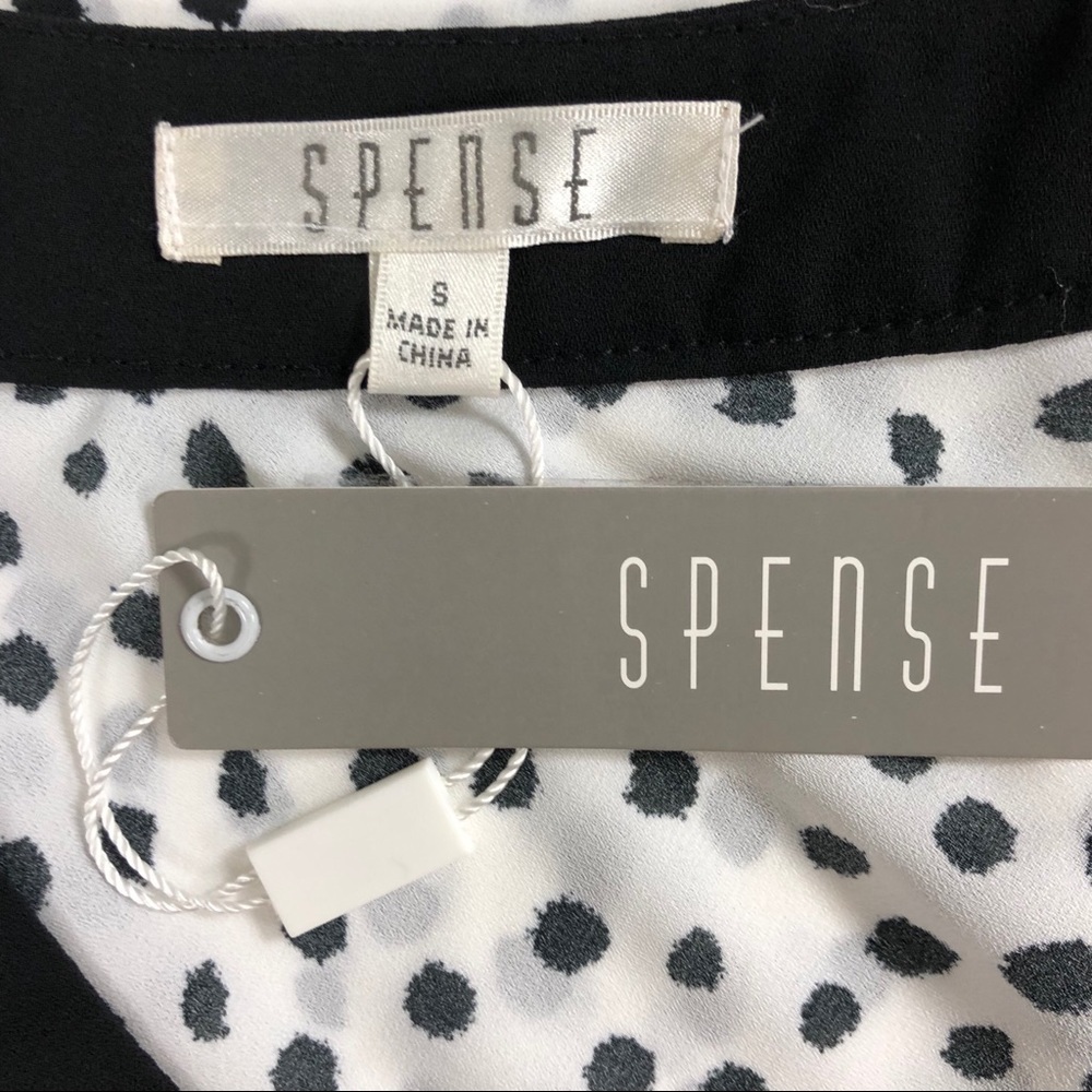 Spense Sleevless Blouse White with Black Dots Size Small Scoop Neck - Picture 8 of 9